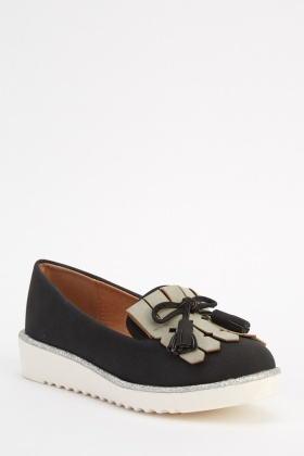 Two Tone Flatform Loafers