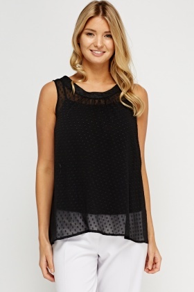 Mesh Dotted Sleeveless Top