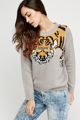 Printed Front Knitted Jumper