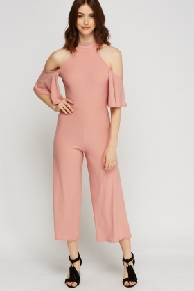 cold shoulder wide leg jumpsuit