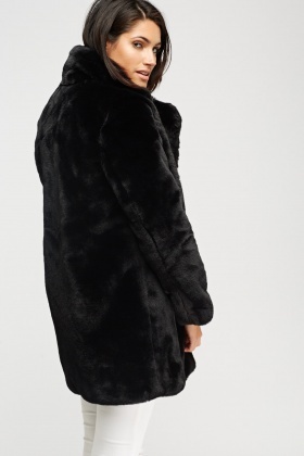 teddy bear coat black with hood