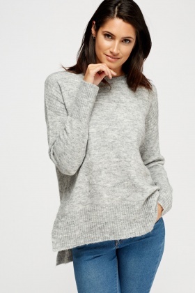 Ribbed Trim Speckled Jumper