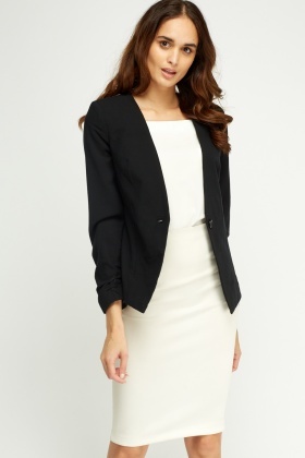 Ruched Sleeve Formal Blazer