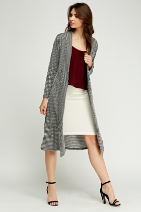 Open Front Polka Dot Duster Coat