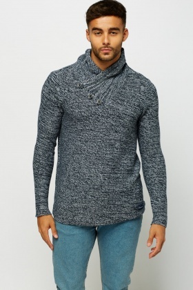 Button Neck Speckled Jumper