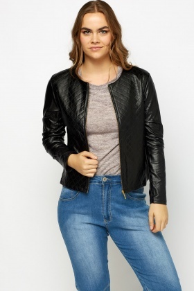 Quilted Faux Leather Jacket