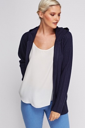 hooded zip cardigan