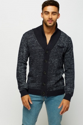 Speckled Ribbed Trim Cardigan