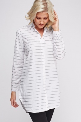 Striped Cotton Longline Shirt