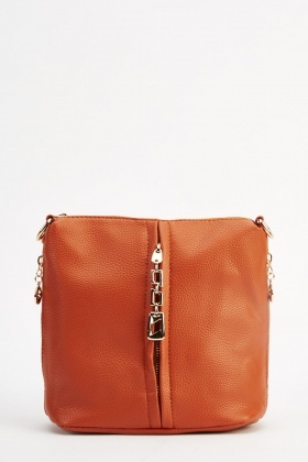 Embellished Faux Leather Shoulder Bag