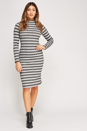 grey ribbed midi dress