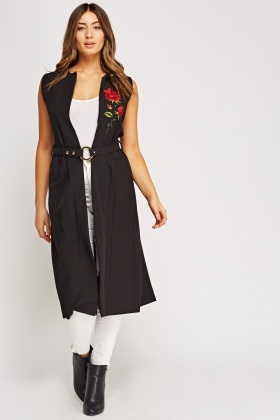 Embroidered Long Gilet