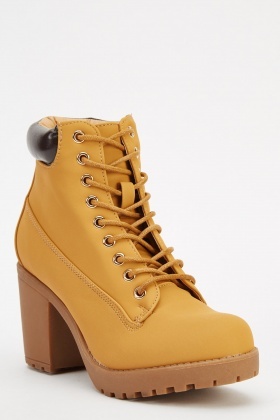 camel block heel boots