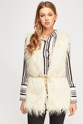 Faux Fur Tie Up Gilet