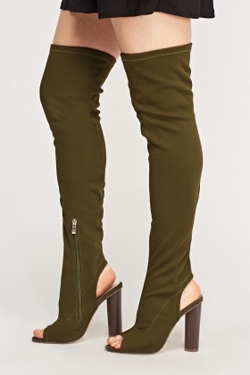 Peep Toe Over The Knee Boots - Just $6