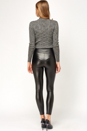 grey leather leggings