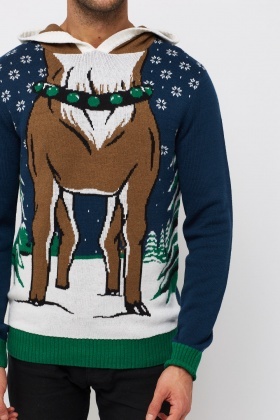 Hooded Reindeer Sweater - Just £5