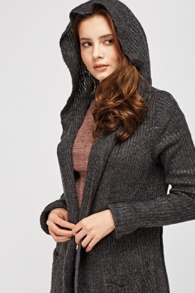 knitted hooded cardigan