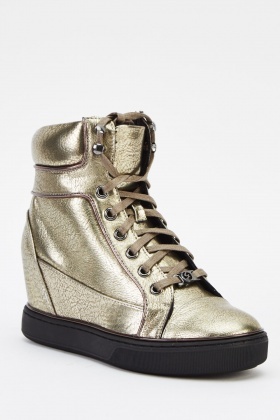 Metallic Wedged Trainers - Just $6