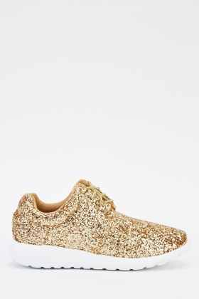 gold glitter trainers