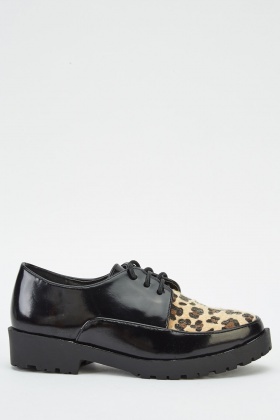 leopard print lace up shoes