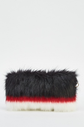 black faux fur clutch bag