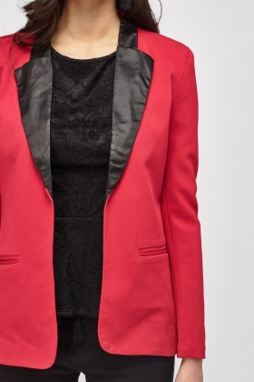 womens red blazer with black lapel