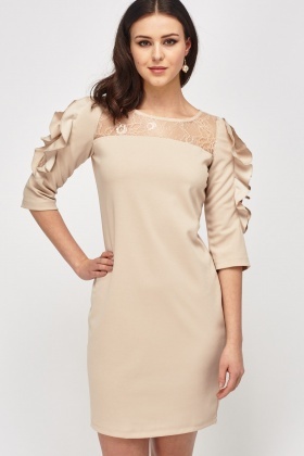 Lace Insert Frilled Sleeve Dress
