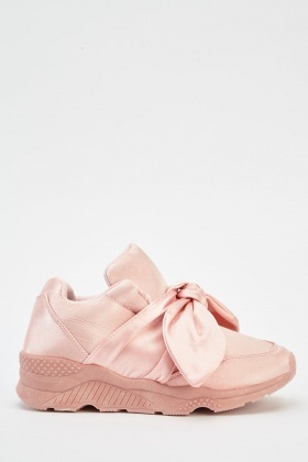 Bow Front Sateen Slip On Trainers - Just $6