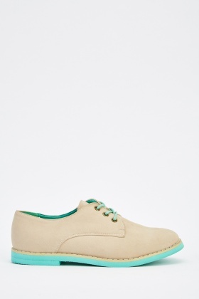 Contrast Lace Up Suedette Shoes