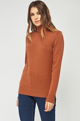 brown polo neck jumper ladies