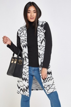 Knitted Aztec Contrast Sleeve Jacket