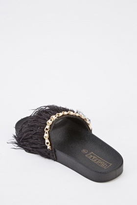 Black Feather Strap Sliders - Just $6
