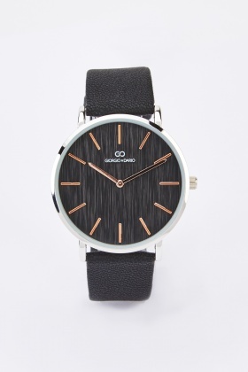 Mens Faux Leather Strap Watch
