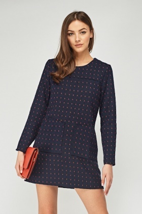 Polka Dotted Twin Pocket Front Dress