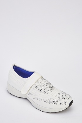 Encrusted Contrast Slip On Shoes