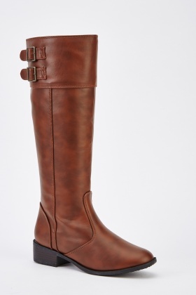 Faux Leather Knee High Classic Boots