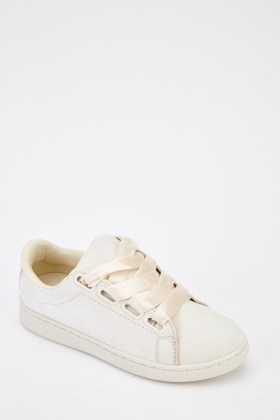 Suedette Ribbon Lace Up Trainers