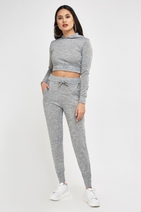 Hooded Crop Top And Joggers Co-Ord Set