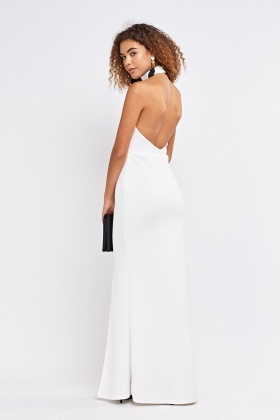 white halter top maxi dress