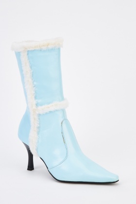 heeled boots with fur trim