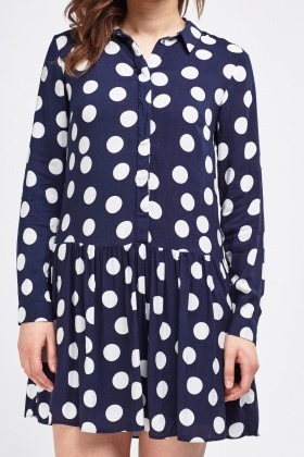 polka dot ruffle hem dress