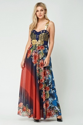 sweet heart printed maxi dress