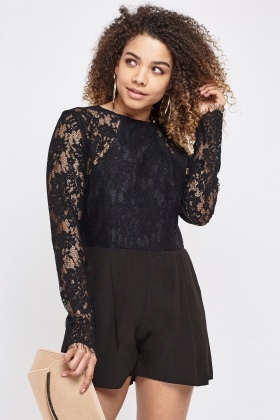 long sleeve lace playsuit