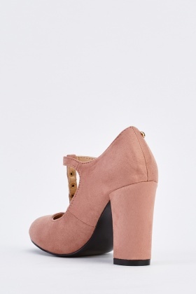 Studded T-Bar Block Heel Pumps - Just $6