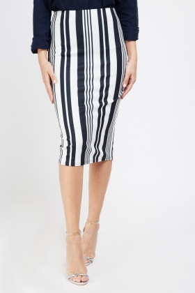 vertical striped pencil skirt