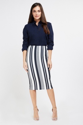 vertical striped midi skirt