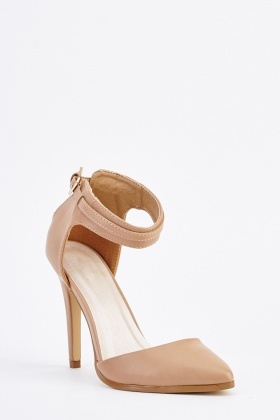 beige heels with ankle strap