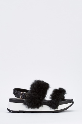 fur platform sandals
