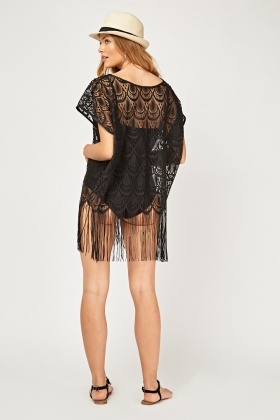 fringe beach cover up